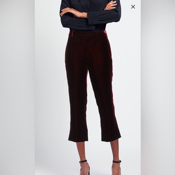 NWT Saint Laurent Paris- Burgundy Velvet Trousers. Size F 40/ US 8 - Picture 3 of 14